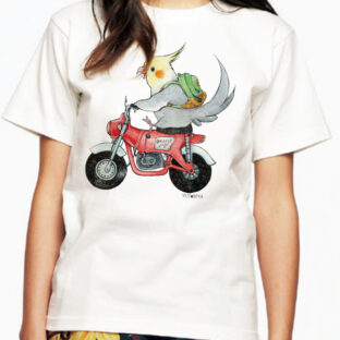 Tシャツ|オカメインコ×赤バイク
