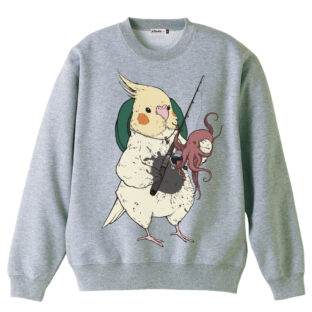 どでかプリントトレーナー｜オカメインコ「今日はたこ焼き」