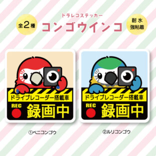 ドラレコステッカー｜コンゴウインコ（全2種）